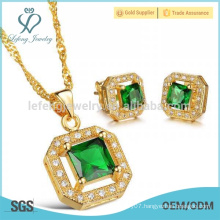 Dubai 18k gold plated jewelry set,crystal earrings studs and pendent jewelry set